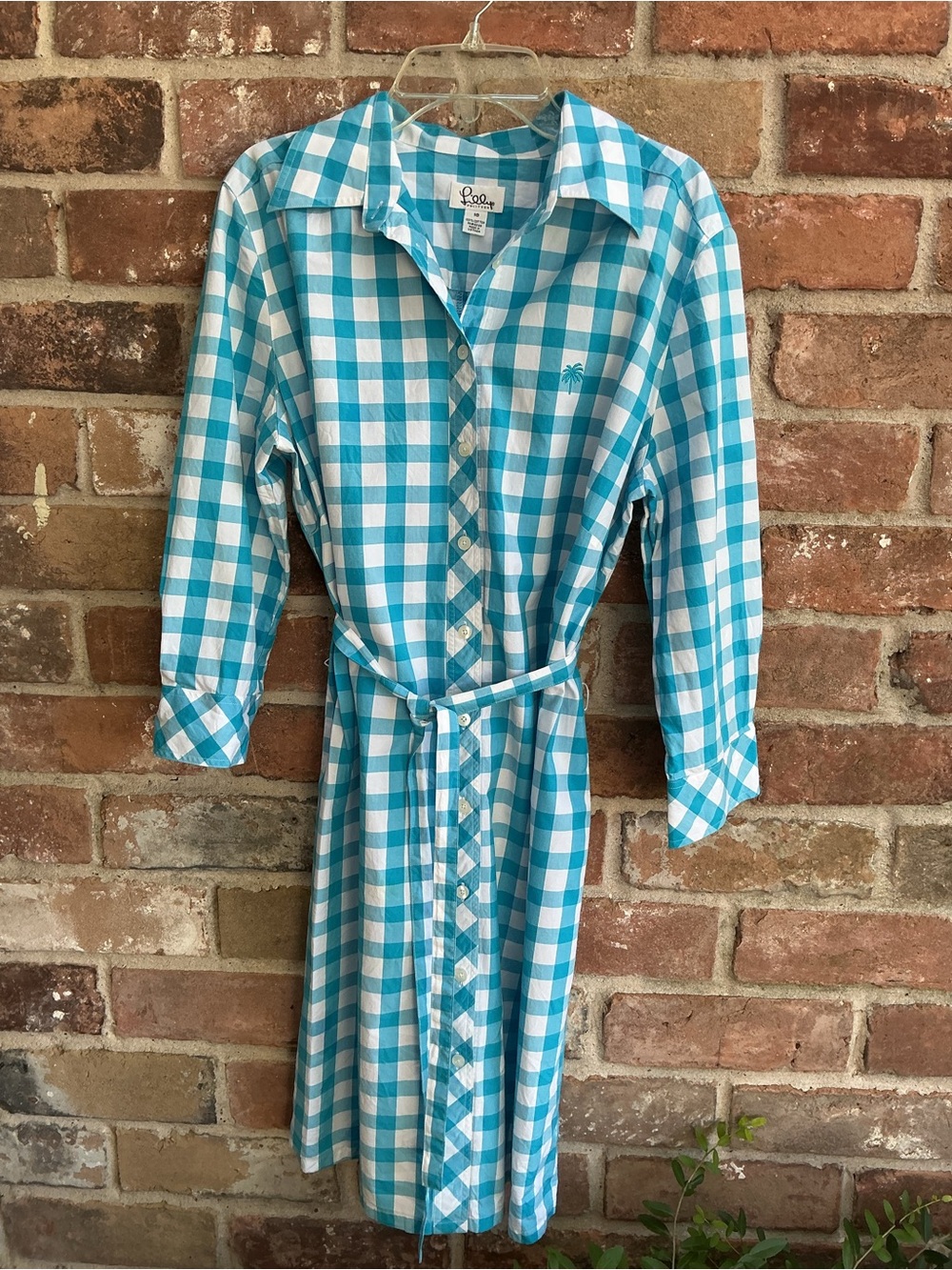 Lilly Pulitzer blue & White Gingham Shirt Dress size 10